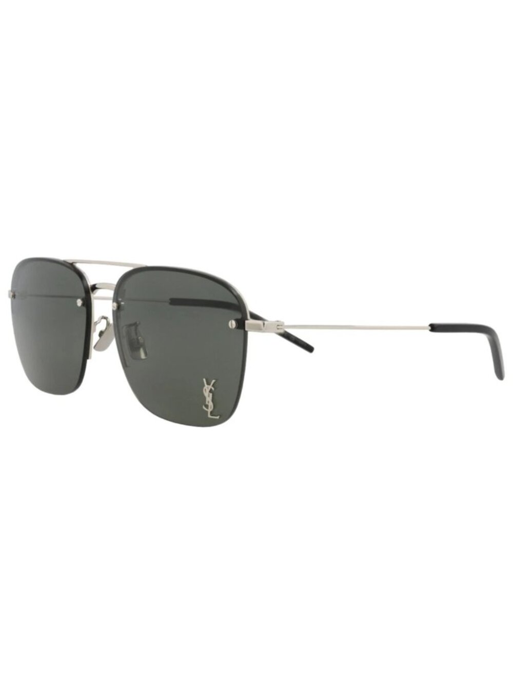 New Saint Laurent Women's Sunglasses Aviator Metal Frame Silver Silver Grey